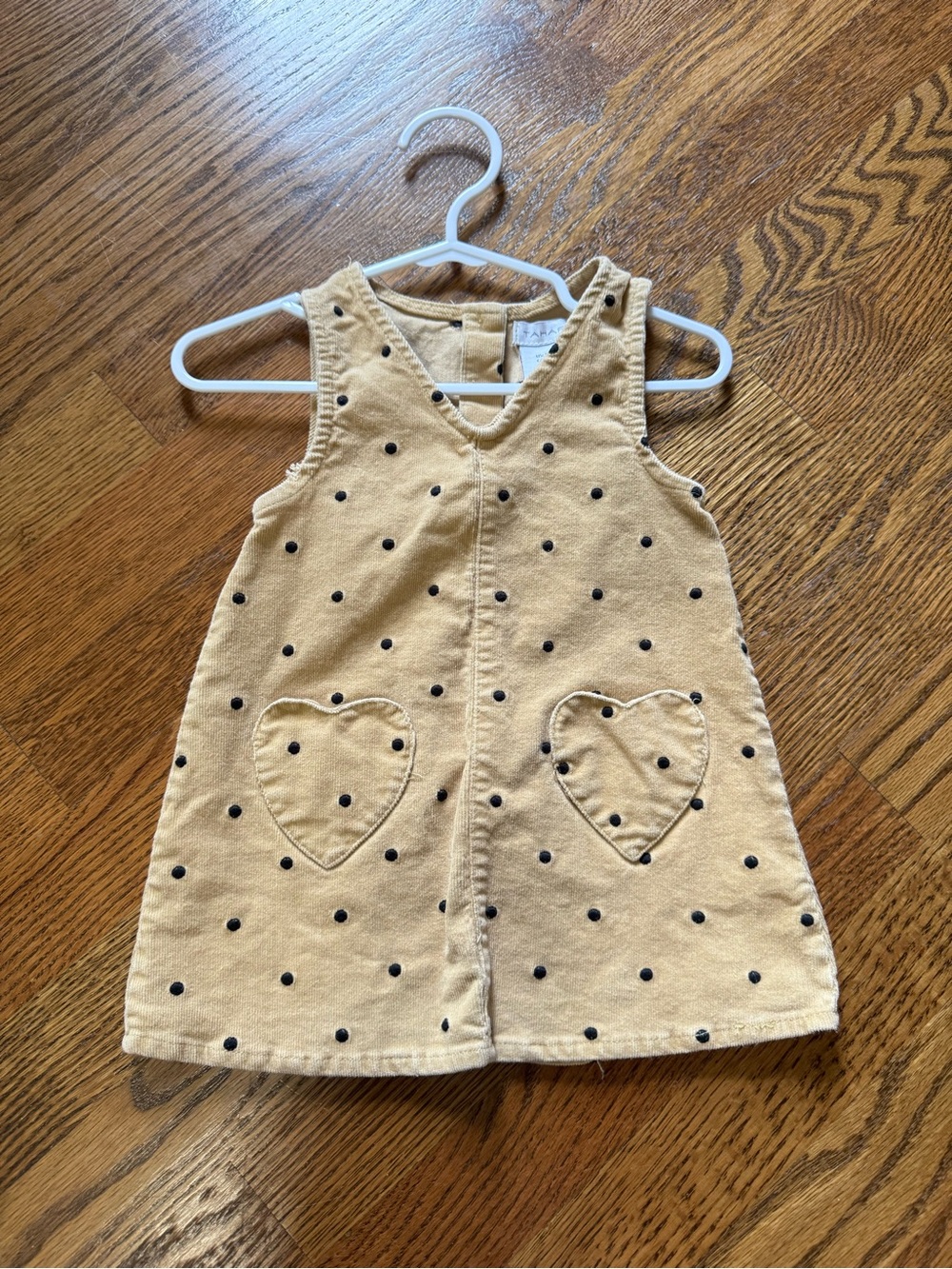 Tahari Tan Corduroy Polka Dot Dress with Heart Pockets | 12 Months